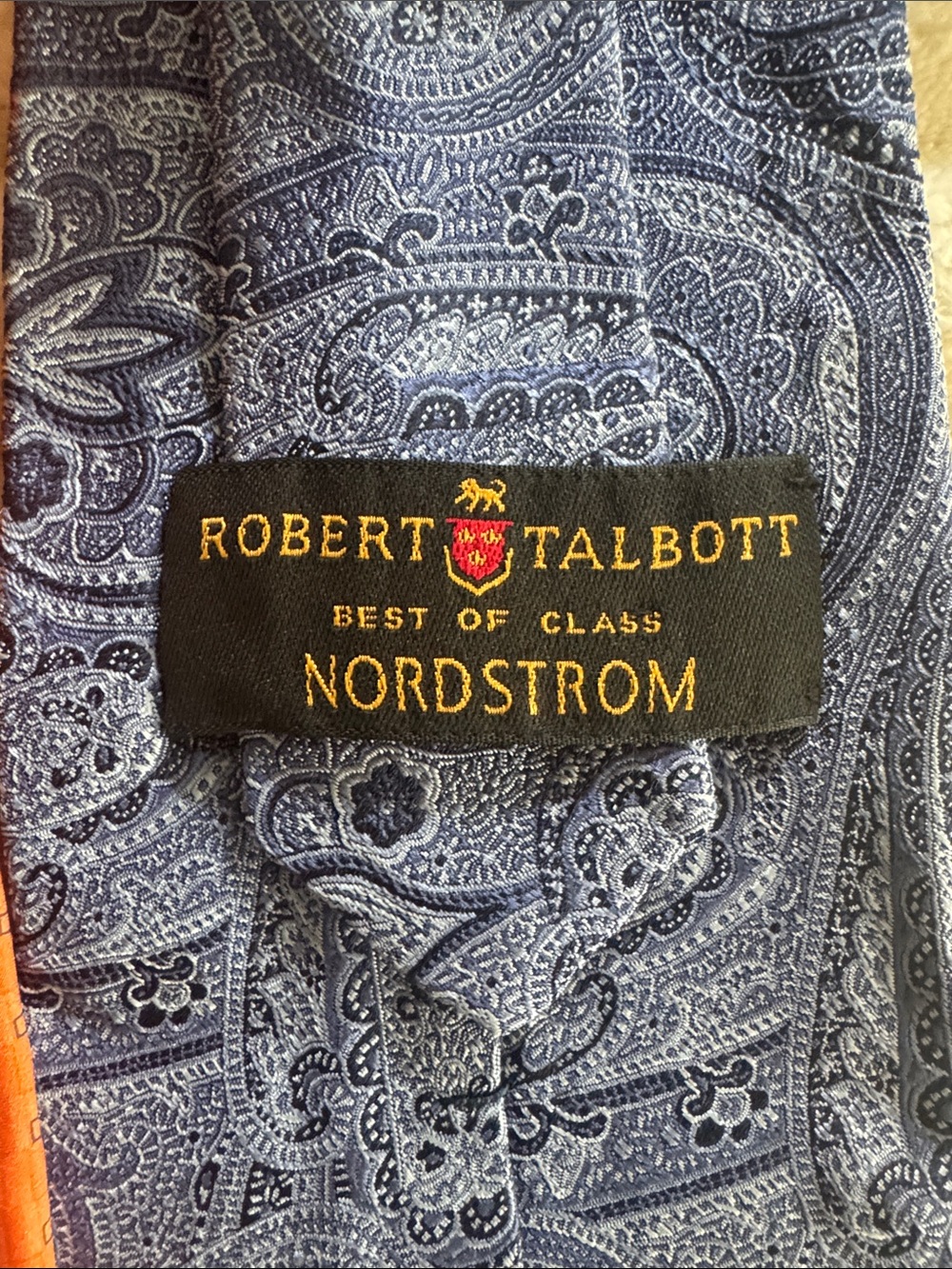 Classic Men's Tie Trio - Blue Plaid, Orange Geometric & Navy Paisley - Picture 7 of 10